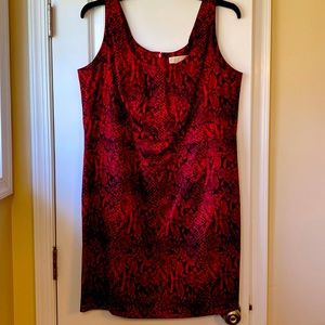 Michael Kors red snakeskin pattern dress. Cotton, zip back, size 16w. Never worn